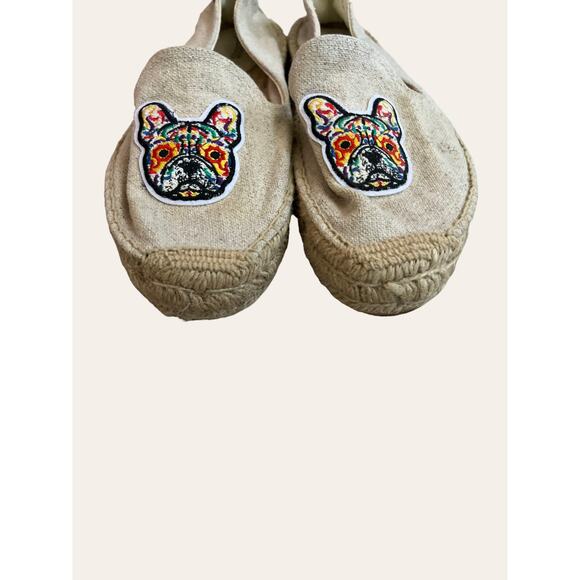 Soludos French Bulldog Canvas Espadrilles Platform Slip On Shoes Size 10 - Picture 3 of 9